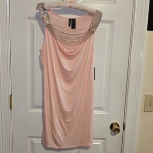 New Bisou Bisou Pink Metal & Beaded Top Size XL
